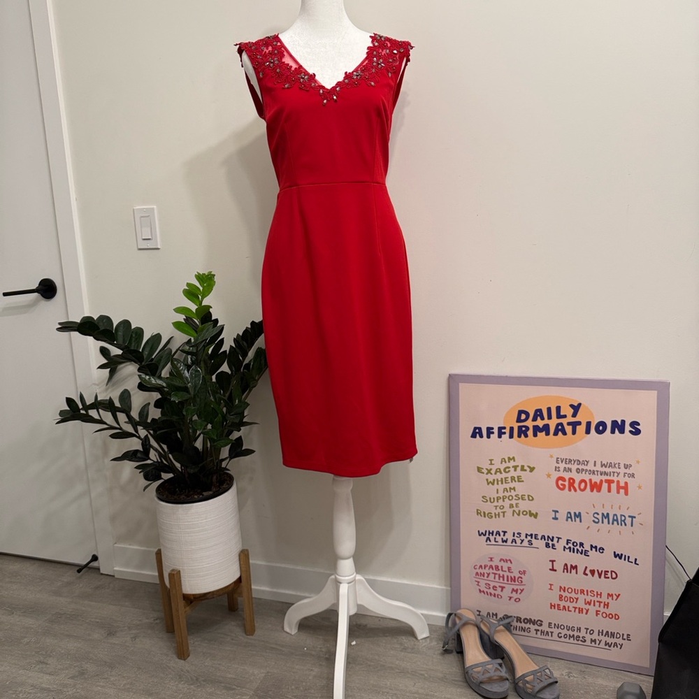 Dorothy Perkins Red Embellished Midi Dress